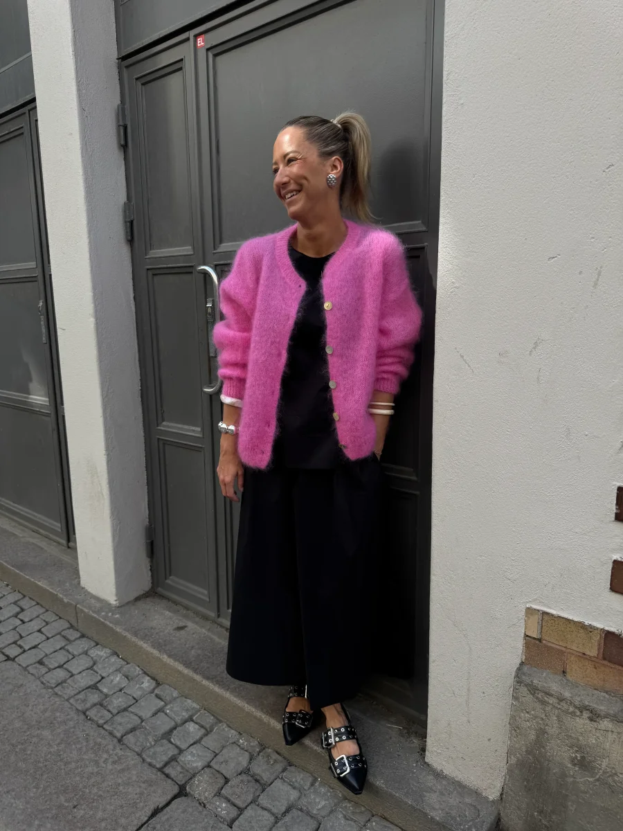 Roro mohair kofta med knappar cerise - Bild 4
