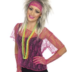 80-tals Spetskit Neon Rosa  – Onesize