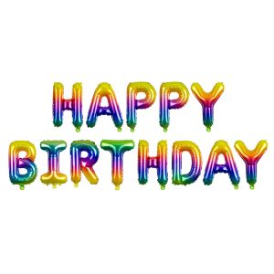 Bokstavsballonger ”HAPPY BIRTHDAY” Regnbågsfärgad 340x35cm