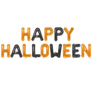 Bokstavsballonger ”HAPPY HALLOWEEN” Orange & Svart