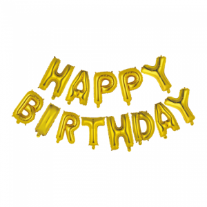 Folieballonger färdigt kit HAPPY BIRTHDAY – guld 41 cm