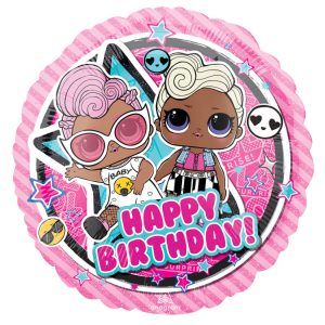 LOL Folieballong Rund ”Happy Birthday” 45cm