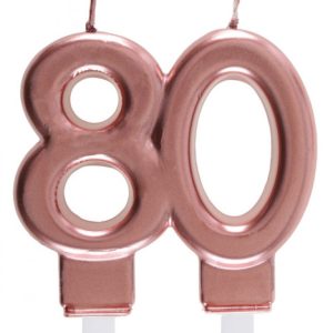 Tårtljus 80-år roséguld