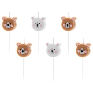 Teddybjörn Tårtljus Brun & Vit 6-pack